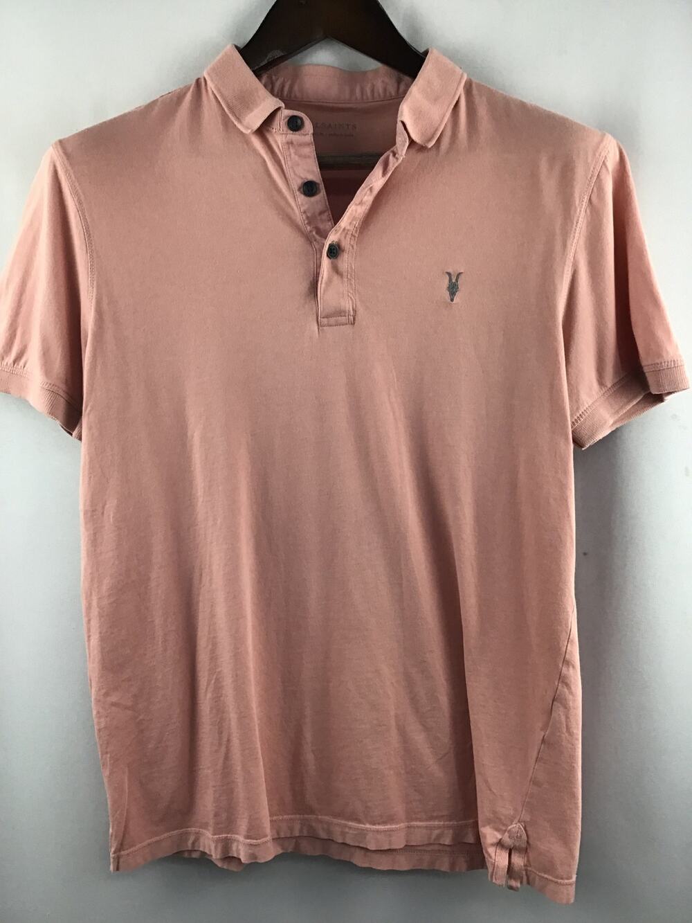 Men’s AllSaints Dusty Pink Polo Shirt Size Medium
